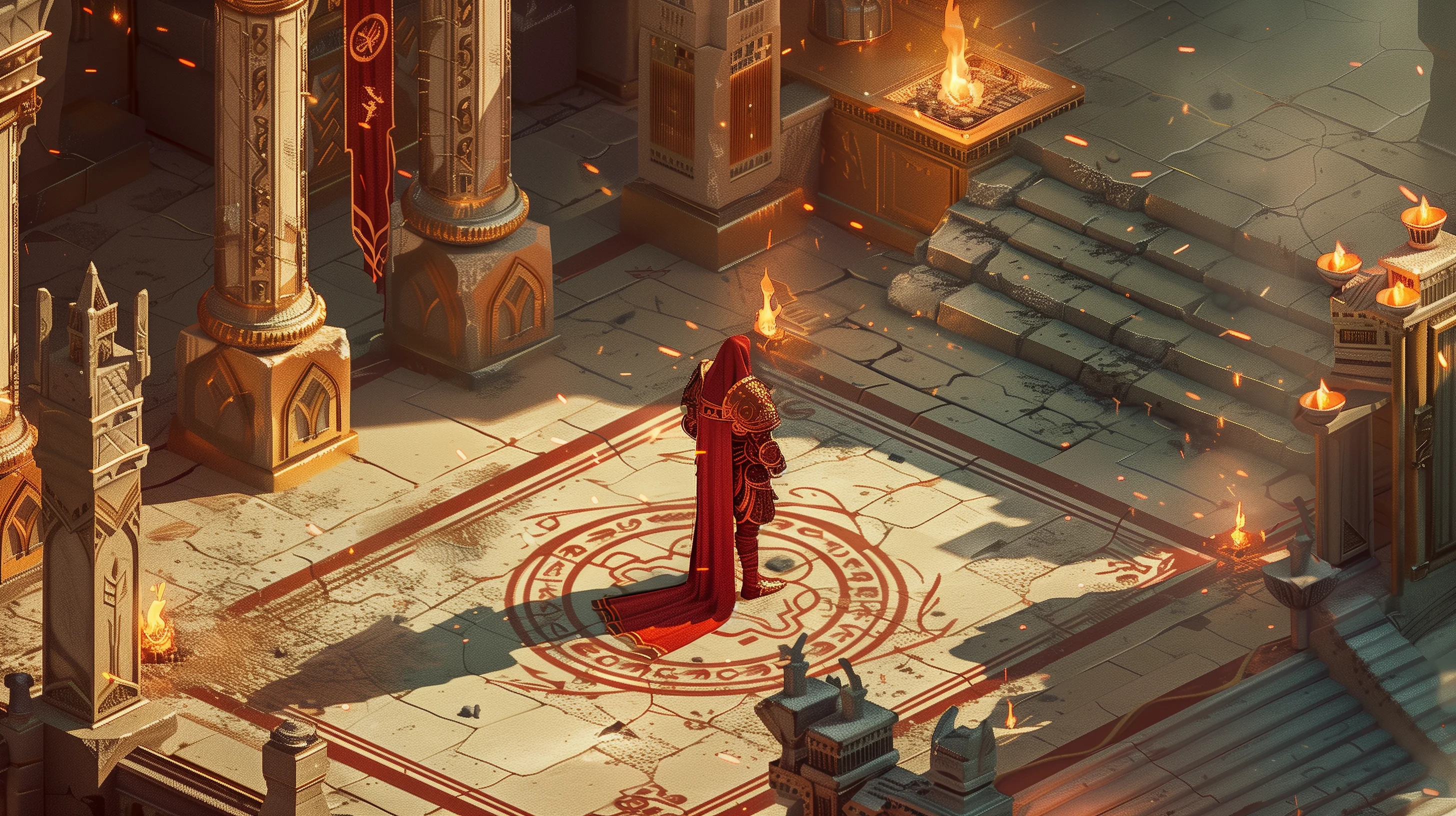 Heroic figure in ornate red armor
