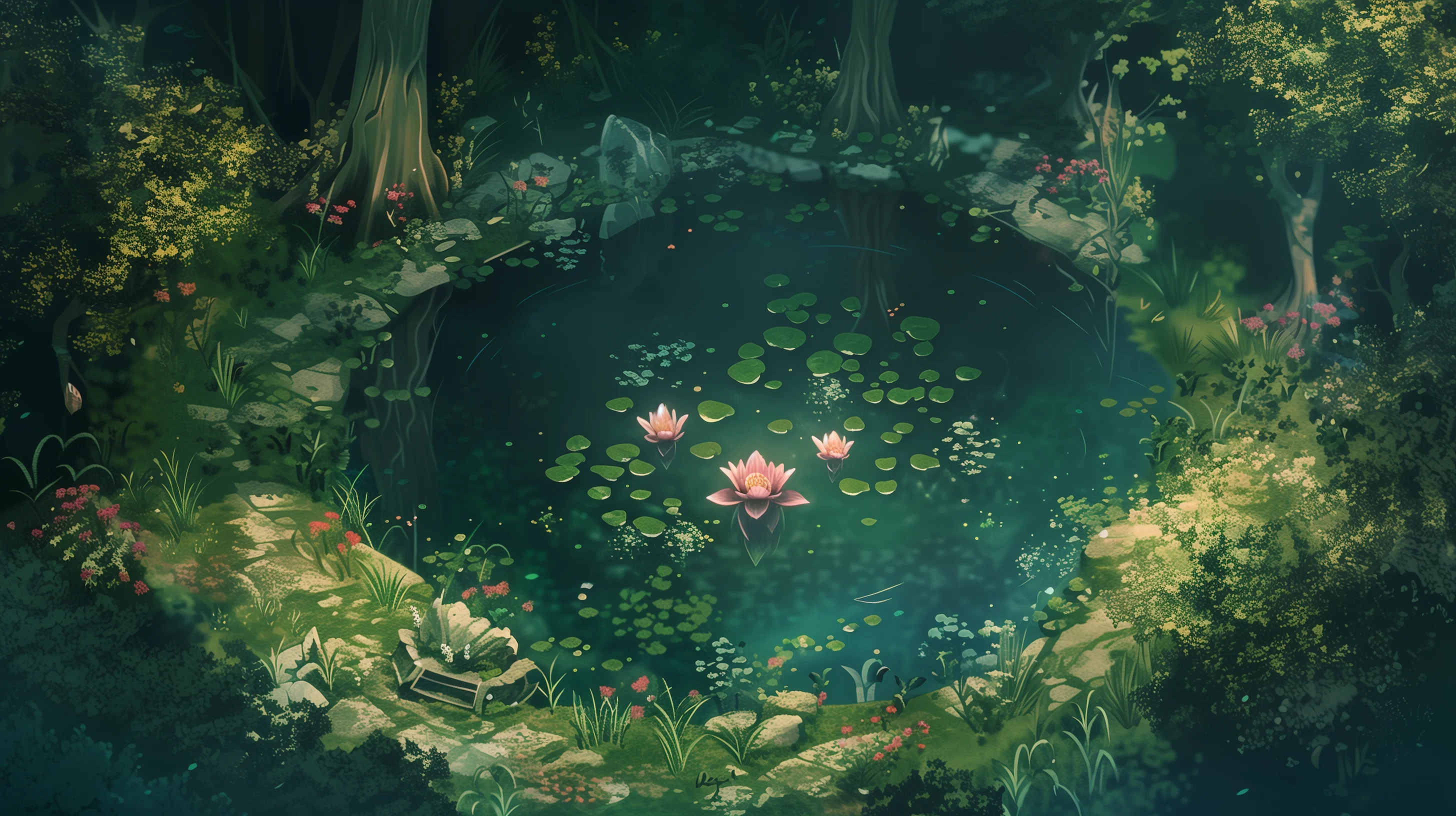 Sacred forest, top-down