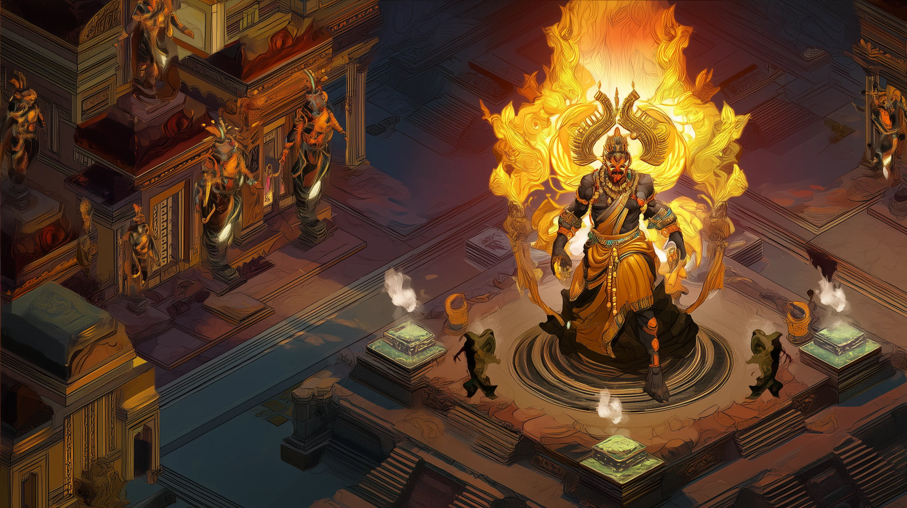 Majestic god-king scene
